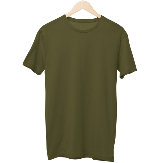 Army Green Unisex Solid Regular T-Shirt