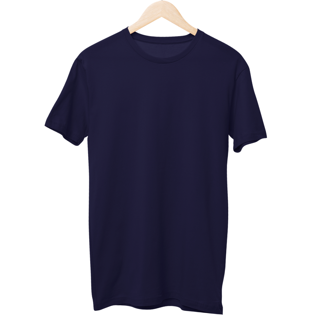 Navy Blue Unisex Solid Regular T-Shirt