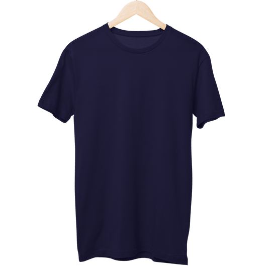 Navy Blue Unisex Solid Regular T-Shirt