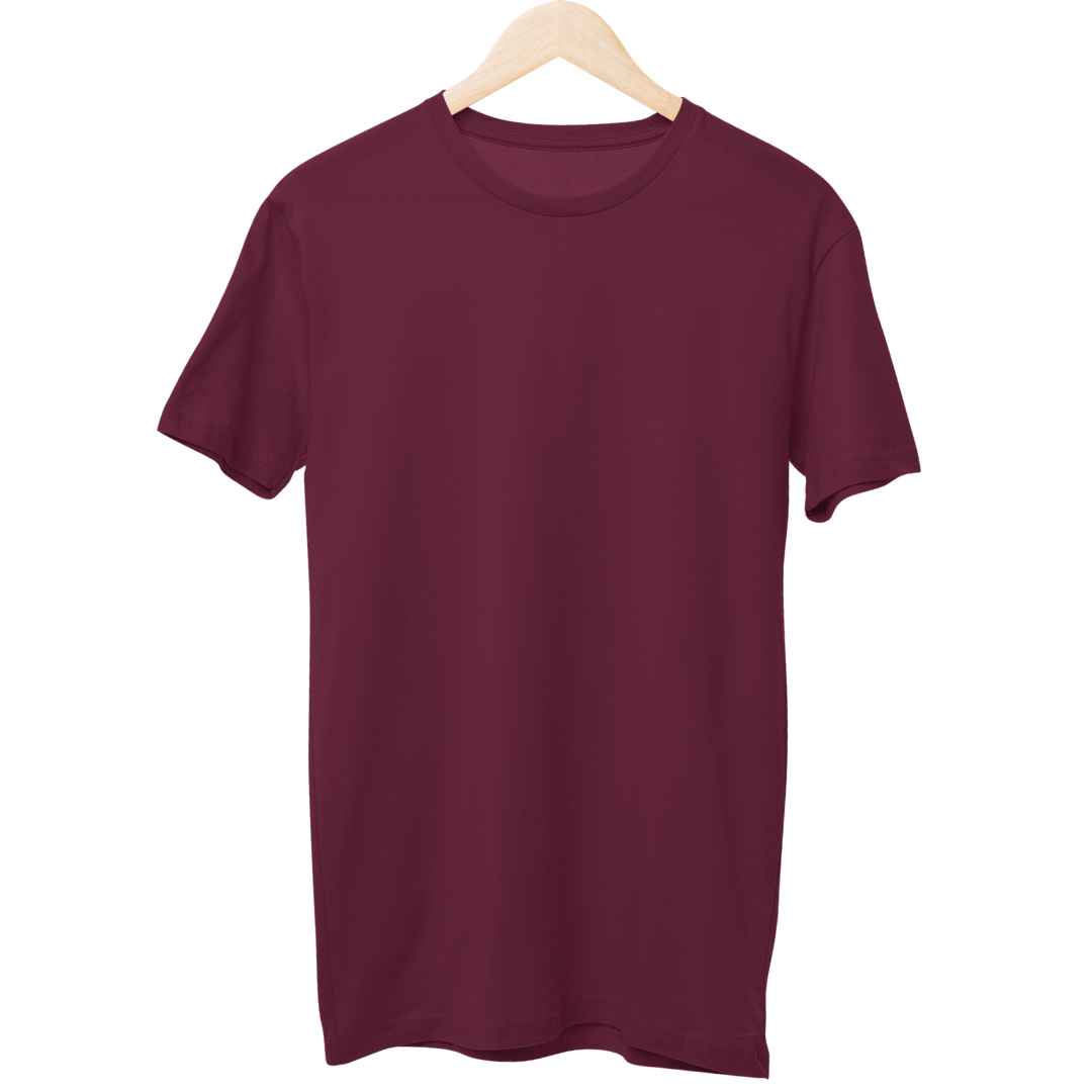 Maroon Unisex Solid Regular T-Shirt