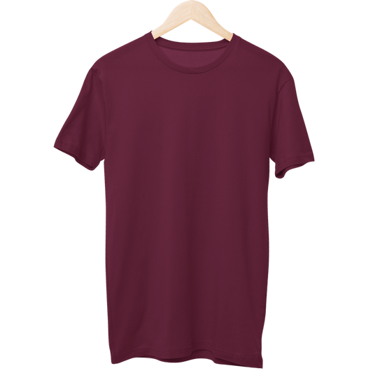 Maroon Unisex Solid Regular T-Shirt